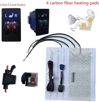 2 Zetels Geïnstalleerd 5 Positie Schakelaar Universele Auto Carbon Fiber Seat Verwarming Heater 12 V Pads Winter Warmer Stoelhoezen zwart