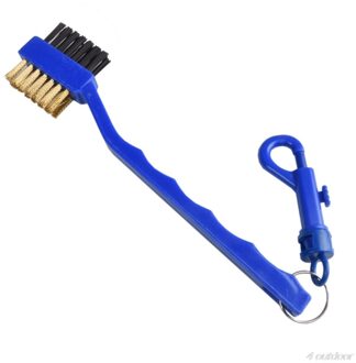 2 Zijdig Golf Borstel Schoen Plastic Cleaning Tool Golf Club Groove Cleaner Messing Draden Borstel Met Sleutelhanger Snap Clip j29 21 Blauw