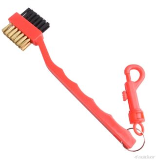 2 Zijdig Golf Borstel Schoen Plastic Cleaning Tool Golf Club Groove Cleaner Messing Draden Borstel Met Sleutelhanger Snap Clip j29 21 Rood