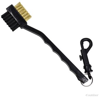 2 Zijdig Golf Borstel Schoen Plastic Cleaning Tool Golf Club Groove Cleaner Messing Draden Borstel Met Sleutelhanger Snap Clip j29 21 zwart