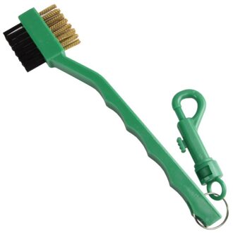 2 Zijdig Golf Borstel Schoen Plastic Cleaning Tool Messing Draden Borstel Met Sleutelhanger Snap Clip Golf Club Groove Cleaner GN