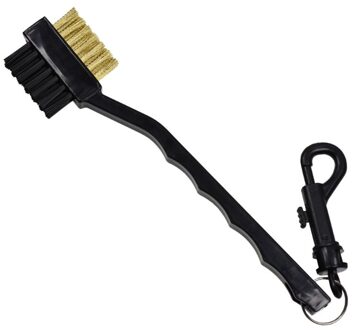 2 Zijdig Golf Borstel Schoen Plastic Cleaning Tool Messing Draden Borstel Met Sleutelhanger Snap Clip Golf Club Groove Cleaner zwart