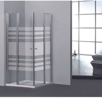 2 Zwaaideuren Priva Hoekinstap 90x90x19cm Horizontale Lijnen