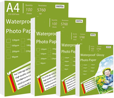 20/100sheets Glossy Photo Paper A4 3R 4R 5R Waterproof For Inkjet Printer Paper studio Photographer Photographic Color Coated