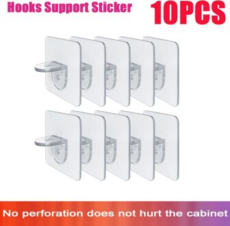 20/10Pcs Plank Houder Ondersteuning Haken Muur Sticker Gelaagde Partitie Beugel Plakken Schroef Haak Ondersteuning Plank Haak 10stk