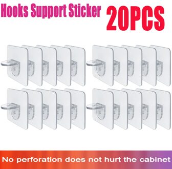 20/10Pcs Plank Houder Ondersteuning Haken Muur Sticker Gelaagde Partitie Beugel Plakken Schroef Haak Ondersteuning Plank Haak 20stk