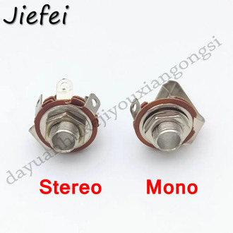 20-200Pcs 2 Pole Mono / 3 Pole Stereo Plug jack No Switch Audio Female Connector 6.35mm 6.3mm 1/4" Welding Type Panel Socket