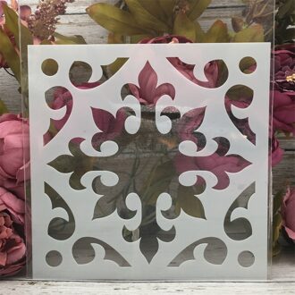 20*20cm Bloem Vierkante Achtergrond DIY Gelaagdheid Stencils Schilderij Plakboek Kleuring Embossing Album Decoratieve Kaart Template