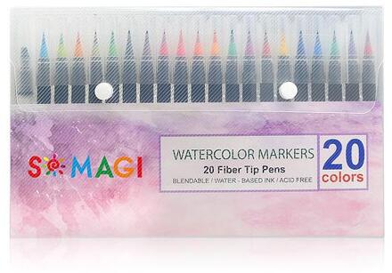 20/24Pcs Kleuren Art Marker Aquarel Borstel Pennen 3Mm Schetsen Markers Tekening Klopte Pen Setfor Schoolbenodigdheden briefpapier 20 kleur