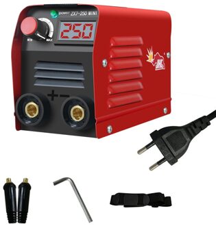 20-250A Huidige Verstelbare Draagbare Huishoudelijke Mini Elektrische Lassen Machine Igbt Digitale Solderen Apparatuur Met Led Display rood EU plug