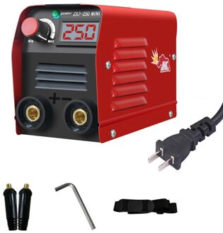 20-250A Huidige Verstelbare Draagbare Huishoudelijke Mini Elektrische Lassen Machine Igbt Digitale Solderen Apparatuur Met Led Display rood US plug