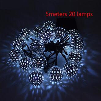 20/30/50 Led Ronde Bal Licht Solar Lamp Power Led String Lights Solar Slingers Tuin Decor Voor Outdoor Waterdichte lichten wit 5M