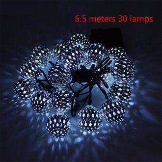 20/30/50 Led Ronde Bal Licht Solar Lamp Power Led String Lights Solar Slingers Tuin Decor Voor Outdoor Waterdichte lichten wit 6.5M