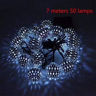 20/30/50 Led Ronde Bal Licht Solar Lamp Power Led String Lights Solar Slingers Tuin Decor Voor Outdoor Waterdichte lichten wit 7M