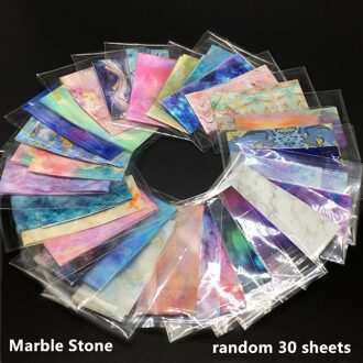 20/30/50 Sheets Zwart Wit Nail Folies Voor Nagels Bloemen Transfer Papier Stickers Kant Adhesive Wraps Set Diy Nail art Decoraties marbling-30 sheets