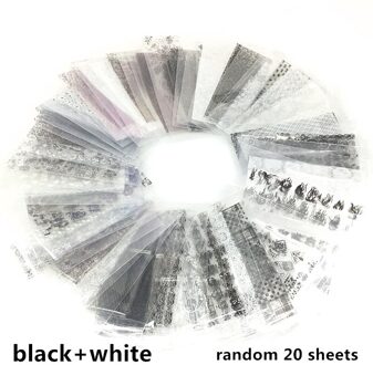 20/30/50 Sheets Zwart Wit Nail Folies Voor Nagels Bloemen Transfer Papier Stickers Kant Adhesive Wraps Set Diy Nail art Decoraties zwart-wit-20stk