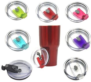 20/30 Oz Kleurrijke Plastic Cup Cover Voor Yeti Splash Spill Proof Deksel Auto Koffie Afdichting Transparante Stro Cup deksel Accessoires 20oz zwart