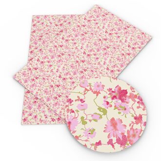 20*33Cm Roze Serie Bloem Faux Leer Stof Lakens Synthetische Vinyl Stof Voor Maken Handgemaakte Oorbellen Bogen, 1Yc14679 1117046