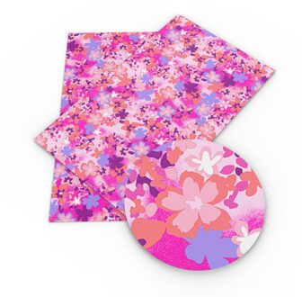 20*33Cm Roze Serie Bloem Faux Leer Stof Lakens Synthetische Vinyl Stof Voor Maken Handgemaakte Oorbellen Bogen, 1Yc14679 1121327