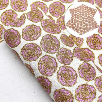 20*34 Cm Rose Bloem Gedrukt Fijne Glitter Faux Leer Stof Blad Voor Diy Handgemaakte Oorbel Bows Maken Thuis textiel, 1Yc10214 1065538003