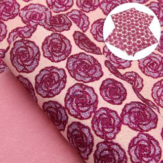 20*34 Cm Rose Bloem Gedrukt Fijne Glitter Faux Leer Stof Blad Voor Diy Handgemaakte Oorbel Bows Maken Thuis textiel, 1Yc10214 1065538006