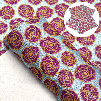 20*34 Cm Rose Bloem Gedrukt Fijne Glitter Faux Leer Stof Blad Voor Diy Handgemaakte Oorbel Bows Maken Thuis textiel, 1Yc10214 1065538008