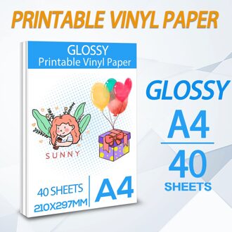 20/40/60 Vellen A4 Printable Vinyl Sticker Papier Glossy Voor Diy Decals Ambachten Voor Inkjet Printer Self-lijm Kopieerpapier 40 Sheet