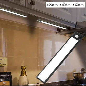 20/40/60CM PIR Motion Sensor Thermal LED Under Cabinet Light USB Rechargeable Ultra thin Aluminum Shell Lamp Night Light