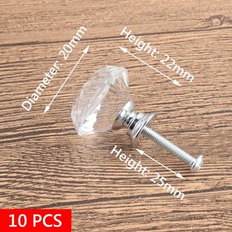 20-40Mm 10Pcs Draagbare Meubels Handvat Diamant Kristal Glas Legering Deur Ladekast Kast Trekken Knoppen Wereldwijd winkel Set 20mm zilver base