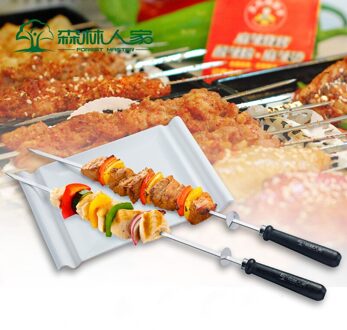 20.5 ''/52cm Barbecue Spies Rvs Shish Kabob Sticks Platte Metalen BBQ Stok Dia Schijf Verwijdert voedsel 4/6/10/12pcs 6stk