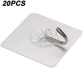 20/50/100Pcs Transparante Muur Haken Waterdicht Oilproof Zelfklevende Haken Herbruikbare Naadloze Opknoping Haak Voor Keuken badkamer 20stk
