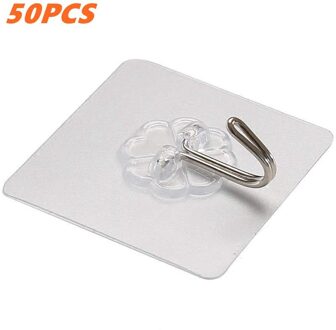 20/50/100Pcs Transparante Muur Haken Waterdicht Oilproof Zelfklevende Haken Herbruikbare Naadloze Opknoping Haak Voor Keuken badkamer 50stk