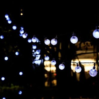 20/50 Leds Kristallen Bal 5M/7M Solar Lamp Power Led String Kerstverlichting Solar Slingers Tuin kerst Decor Voor Outdoor wit / 5M 20leds