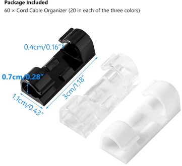 20/60Pcs Zelf Stick Draad Organisator Lijn Tafel Kabel Clip Gesp Clip 3 Kleur Muur Fixer Fastener Houder data Telefoonlijn Wind 3 kleur 60stk