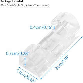 20/60Pcs Zelf Stick Draad Organisator Lijn Tafel Kabel Clip Gesp Clip 3 Kleur Muur Fixer Fastener Houder data Telefoonlijn Wind transparant 20stk