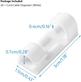 20/60Pcs Zelf Stick Draad Organisator Lijn Tafel Kabel Clip Gesp Clip 3 Kleur Muur Fixer Fastener Houder data Telefoonlijn Wind wit 20stk