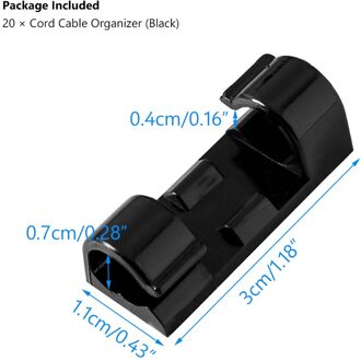 20/60Pcs Zelf Stick Draad Organisator Lijn Tafel Kabel Clip Gesp Clip 3 Kleur Muur Fixer Fastener Houder data Telefoonlijn Wind zwart 20stk