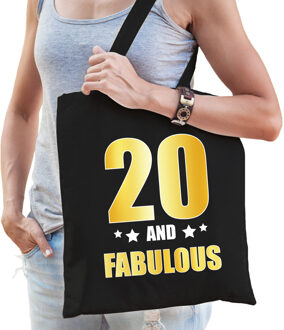 20 and legendary verjaardag cadeau tas zwart met gouden letters voor dames en heren - Verjaardag