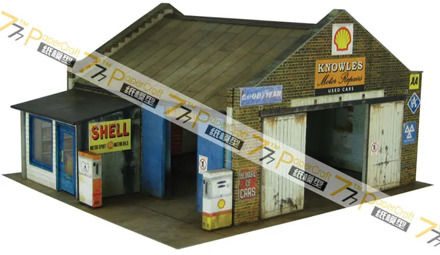 20 Car Repair Station 3D Paper Model OO HO N Scale 1:56 1:64 1:76 1:87 1:150 Town Building Scene Children Adult Educational Toys