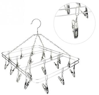 20 Clip Aluminium Metalen Sok Ondergoed Kleding Outdoor Airer Droger Wasserij Hanger Rvs Vierkante Draad Clip Kledingrek