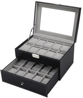 20 Grids PU Leather Watch Box Double Layers Watches Container Organizer Box Jewelry Display Storage Case