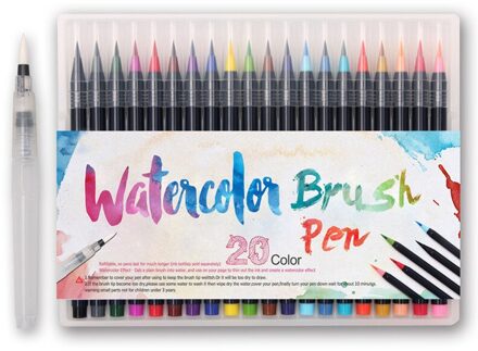 20 Kleur Aquarel Borstel Pen Premium Schilderen Zachte Borstel Pennen Art Markers Schets Tekening Art Marker Levert Comic Kalligrafie