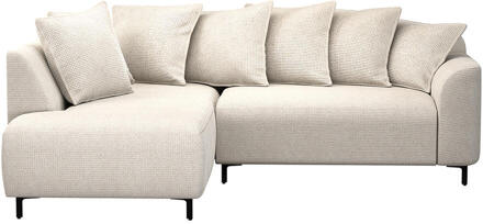 20% korting - Hoekbank Elsa Links - Stof Eden - Beige - 204x243x84 Cm