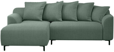 20% korting - Leen Bakker - Bank Elsa Met Chaise Longue Links - Eden - Salie - Stof - Groen - 177x246x84 Cm