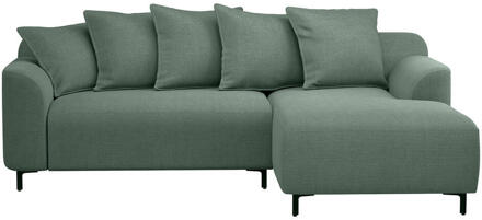 20% korting - Leen Bakker - Bank Elsa Met Chaise Longue Rechts - Eden - Salie - Stof - Groen - 177x246x84 Cm