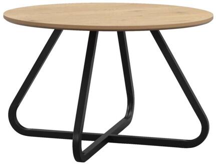 20% korting - Leen Bakker - Eettafel Brigitte Rond - Naturel/zwart - 75Ø120 Cm - MDF - Bruin