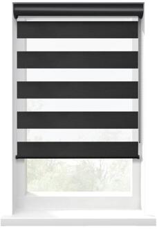 20% korting - Leen Bakker - Fenstr Duo Rolgordijn Nice Lichtdoorlatend - (15060) - Polyester - Zwart - 120x10x10 Cm