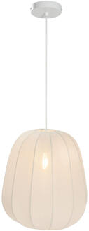 20% korting - Leen Bakker - Hanglamp Fenne - Metaal - E27 - 150xØ35 Cm - Stof/Metaal - Wit