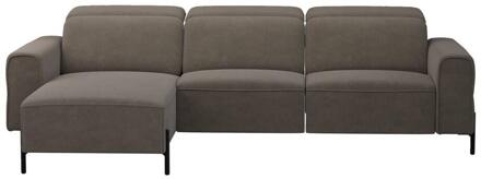20% korting - Leen Bakker - Hoekbank Dave Links - Elektrisch Verstelbaar - Billy Joe - Stof - Grijs - 172x275x79 Cm