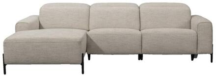 20% korting - Leen Bakker - Hoekbank Dave Links - Elektrisch Verstelbaar - Pure - Licht - Stof - Grijs - 172x275x79 Cm